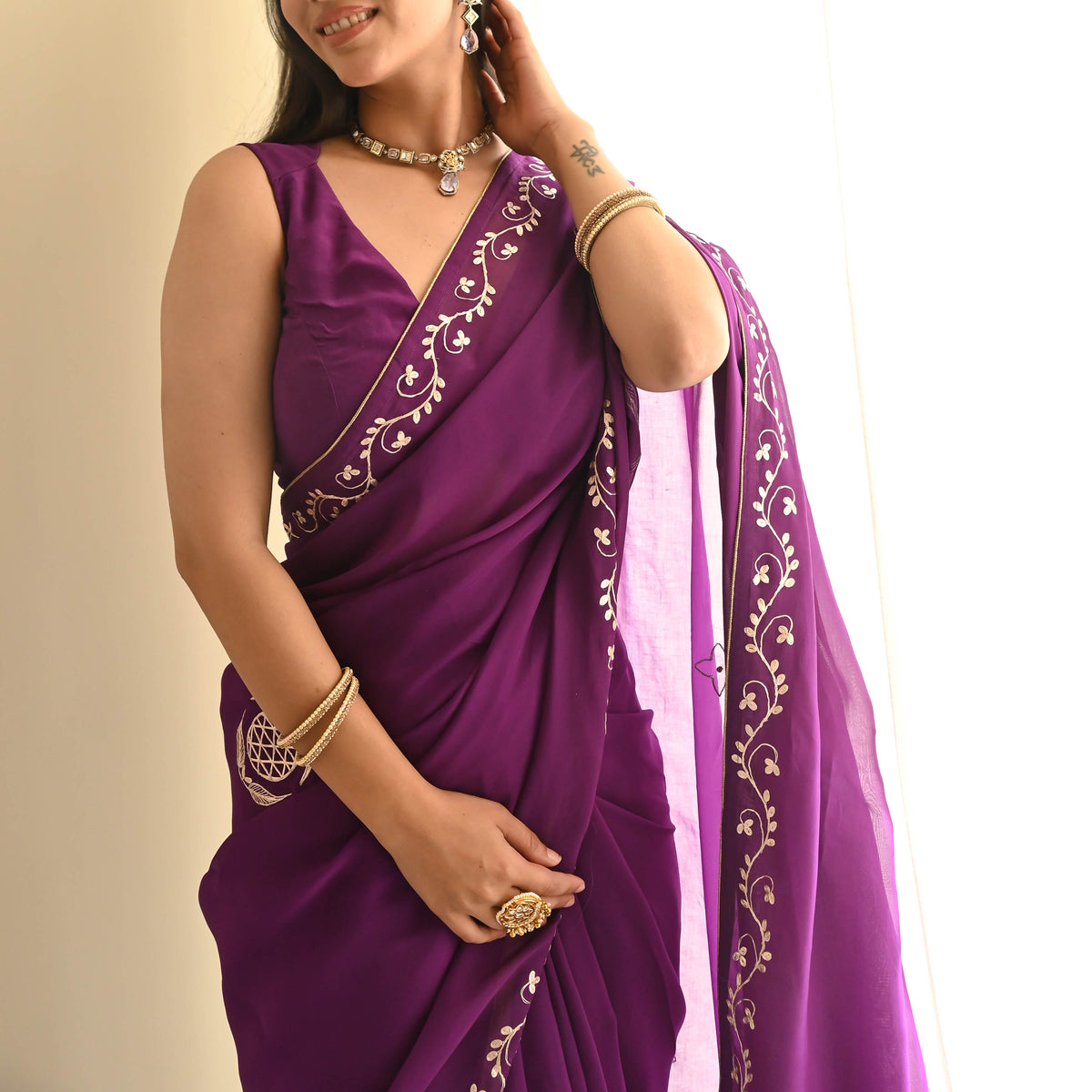 Royal Purple Organza Saree