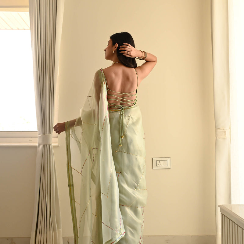 Golden Glitter Drapes Saree
