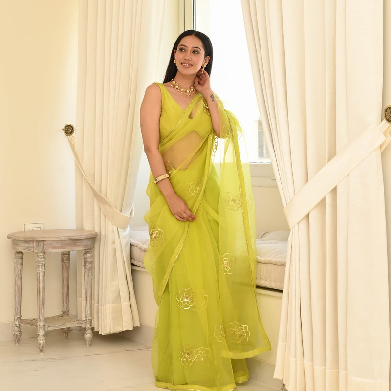 Sunny Lime Silk Organza